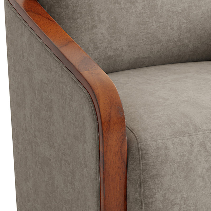 Fauteuil demi-tonneau pivotant avec coussins décoratifs Farmhouse, Marron clair
