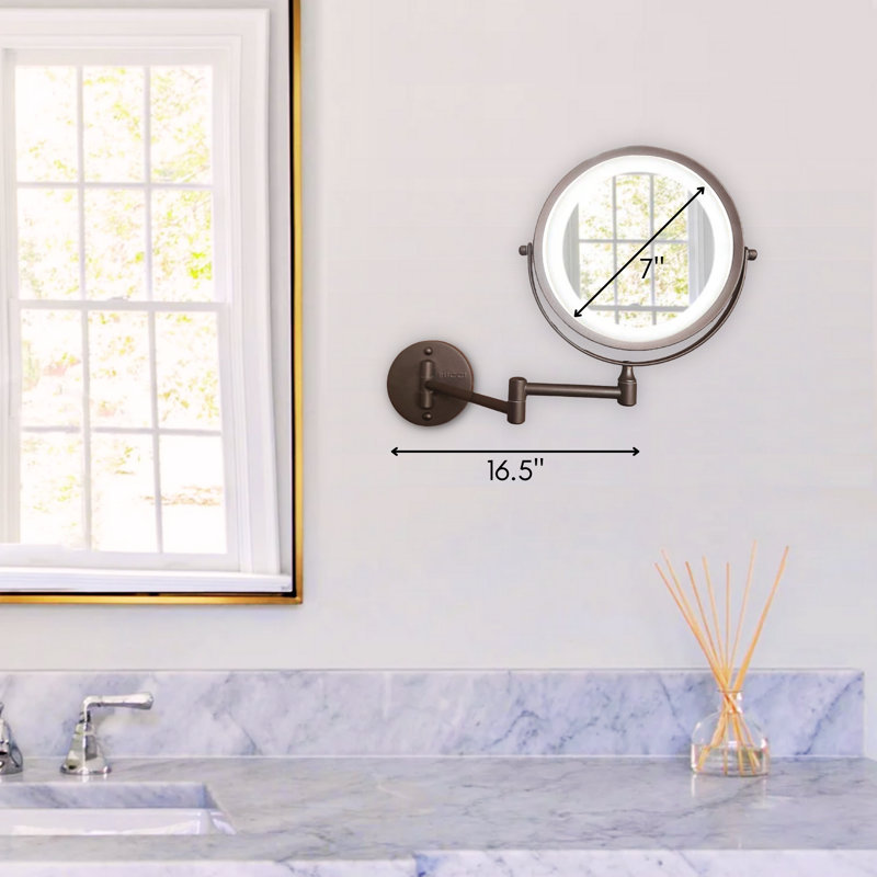 Metal Round Mirror, 11.25" x 16.5", Oil Brushed/Bronze