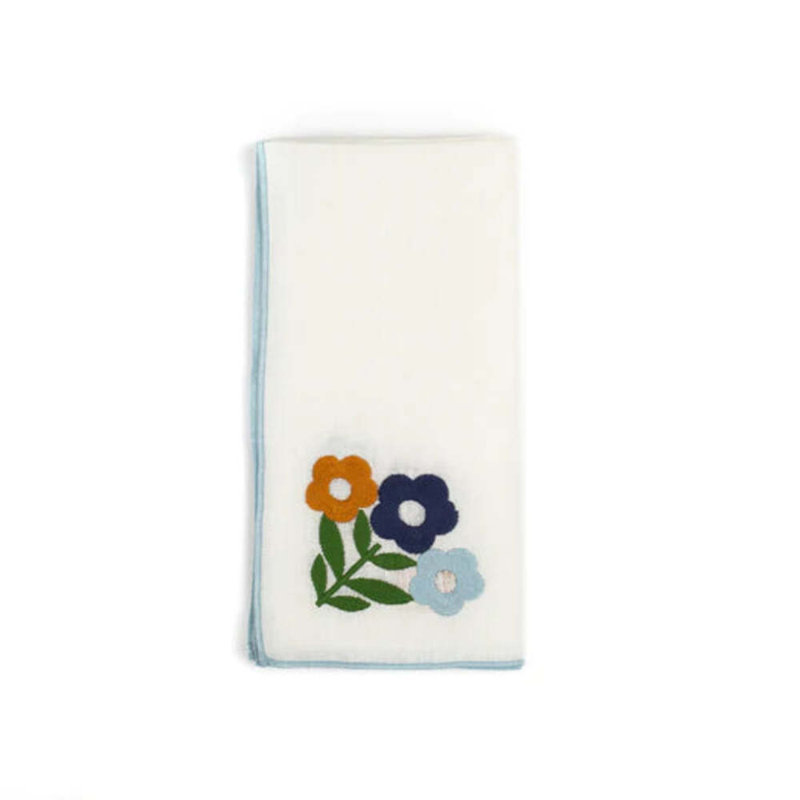 Floral Square Napkins, Blue