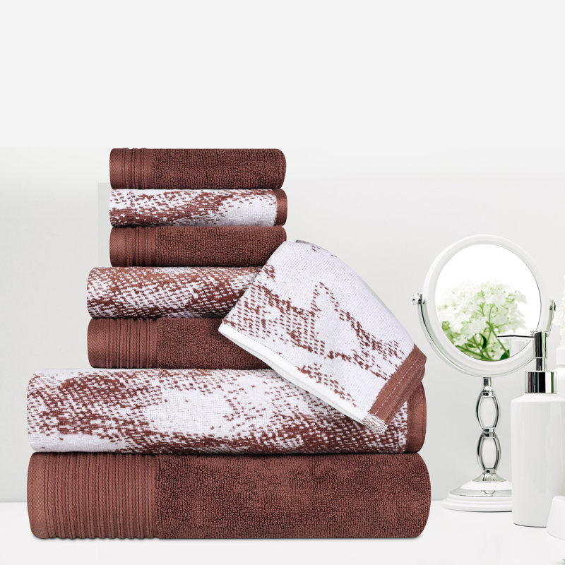 Serviette de bain solide en marbre 100% coton 4 pièces Kreager 500 GSM, Serviettes de bain - paquet de 4, Brun
