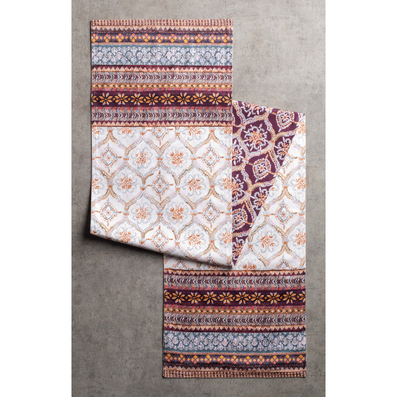 Floral 100% Cotton Table Runner, 72" x 14.5"