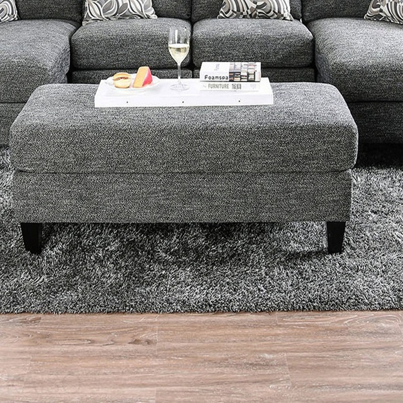 Repose-pieds transitionnel en tissu chenille, pieds fuselés - gris