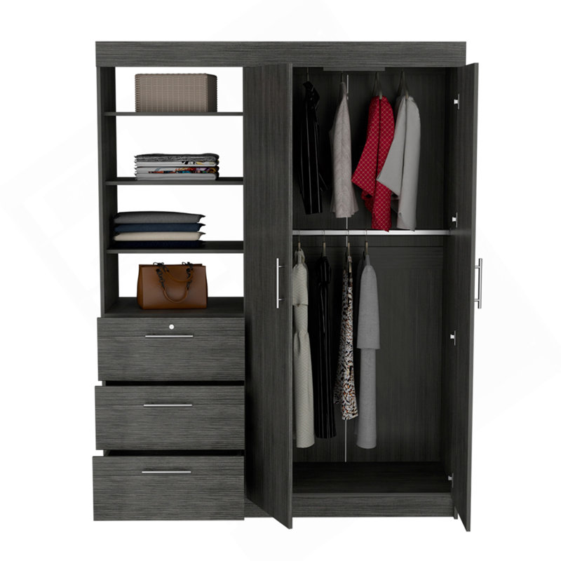 Armoire Rumanu, chambre, chêne fumé, Gris