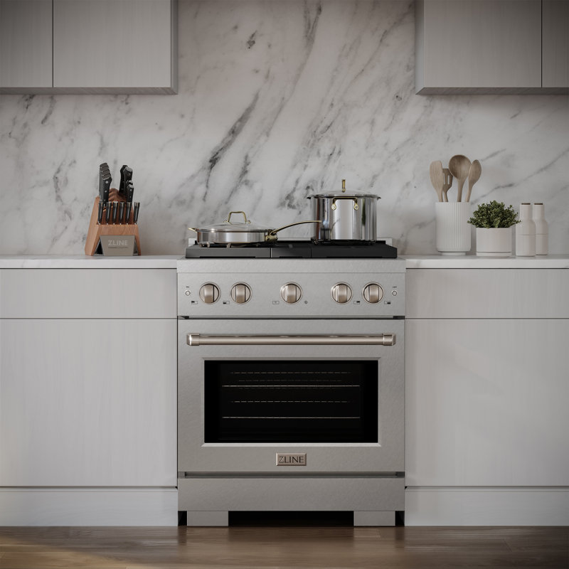 ZLINE 30 in. 4 Burner Gas Range in DuraSnow®, White