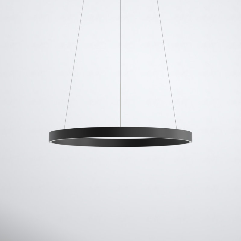 Mills 1 - Light LED Wagon Wheel Pendant, 1.25" H x 23.5" W x 23.5" D, Black