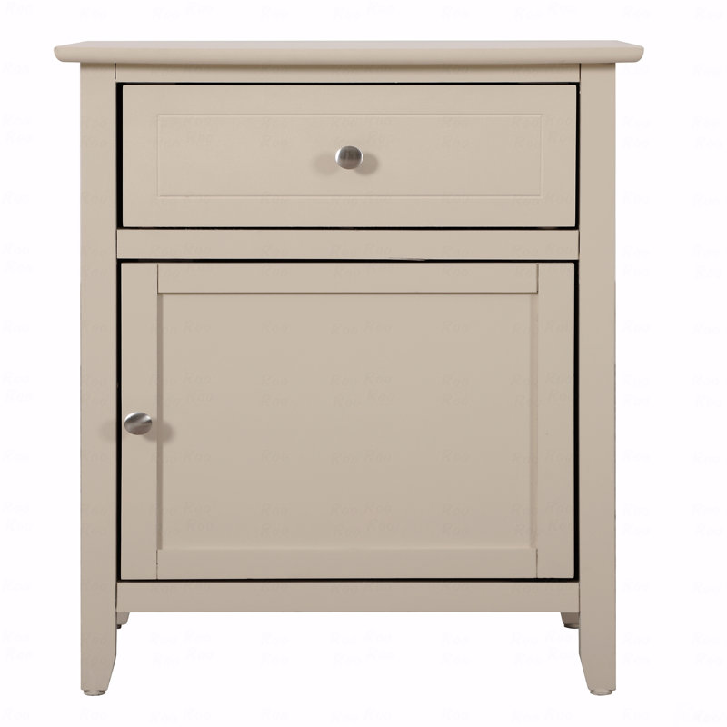 Charmante table de chevet transitionnelle en beige, Beige