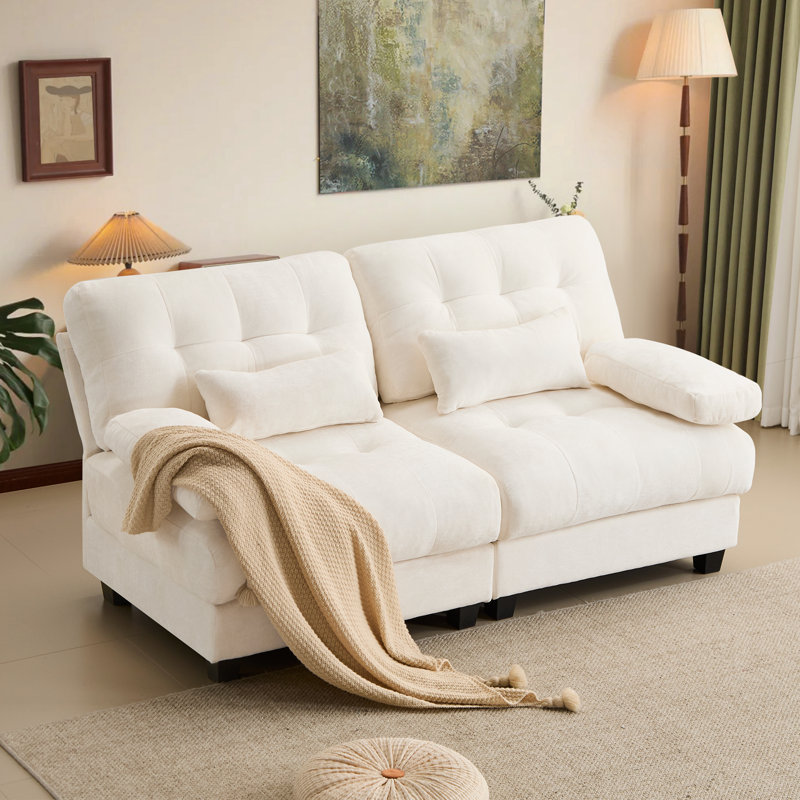 67" Modern Chenille Loveseat with 4-Level Adjustable Backrest, Convertible Sleeper Sofa Bed, Cloud-Like Deep Seat Couch for Living Room & Small Spaces