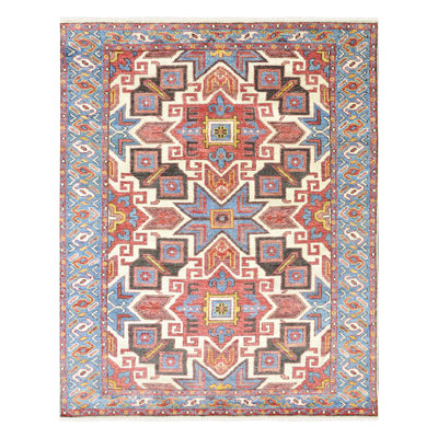 Tapis rouge et bleu noué à la main de haute qualité Soho