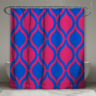 Rideaux de douche rose et bleu