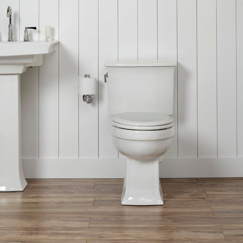 Mayfair Cameron 1841EC Wood Toilet Seat, Never Loosens and Easily Removes for Cleaning, Elongated, Bone