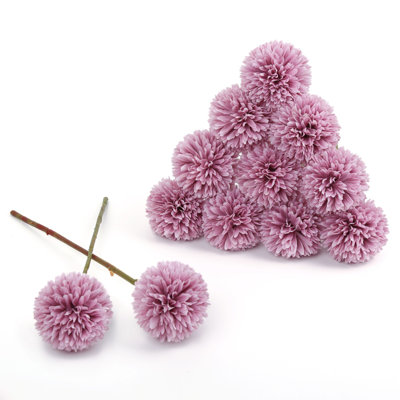 12 pièces de boules de fleurs de chrysanthème artificielles en soie pour des centres de table