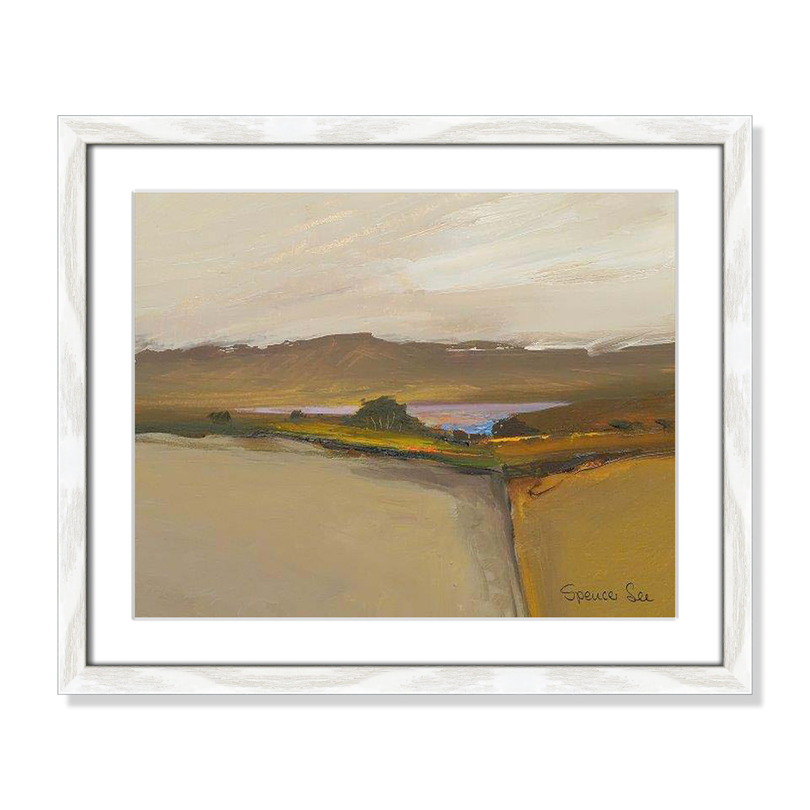 Heaven and Earth IV By Spencer Lee - Framed Art w/ 4 Ply Matboard, 16" H x 19" W x 0.75" D, White Framed