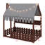 Lit de sol pour enfants d'inspiration Montessori avec barrière de sécurité, auvent, éclairage et trois compartiments de rangement-313865489-313865490
