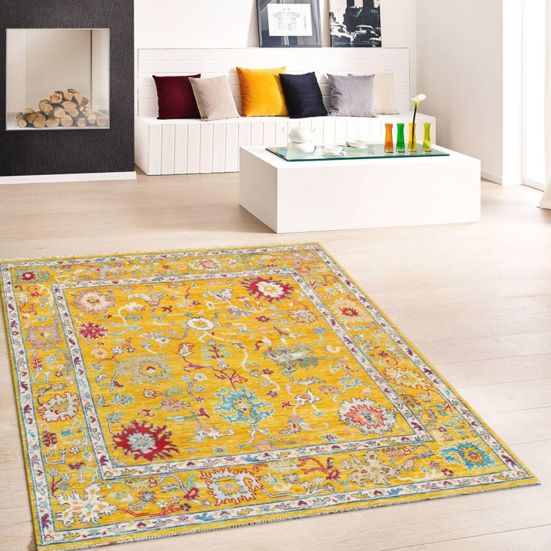 Oushak Southwestern Area Rug in Yellow