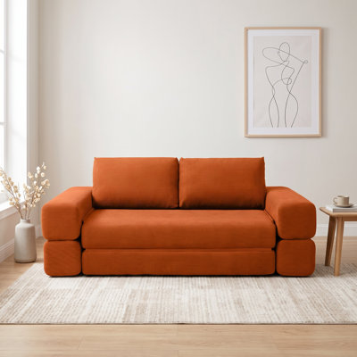 81" Boneless Corduroy Convertible Futon Sofa Bed, No Assembly Required