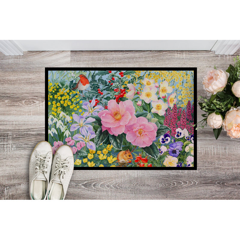Verden Non-Slip Floral Outdoor Doormat, Rectangle 2' x 3'
