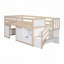 Lit mezzanine bas en bois massif avec rangement et lumières DEL-133284222-133284223
