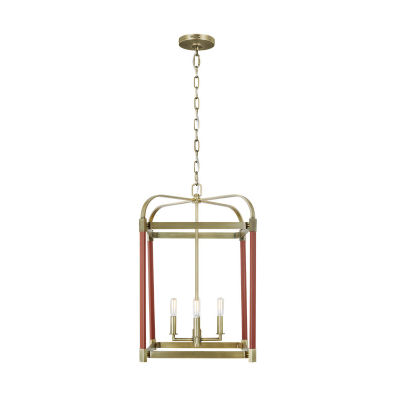 Hadley 4 - Light Dimmable Square / Rectangle Chandelier, Time Worn Brass