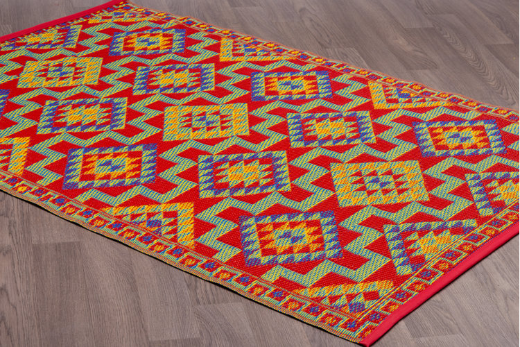 closeup of a kilim rug