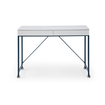 Bureau avec rangement supérieur et roulettes