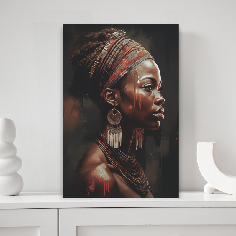«Tribal Woman», art mural contemporain abstrait, H 18 po x l 12 po