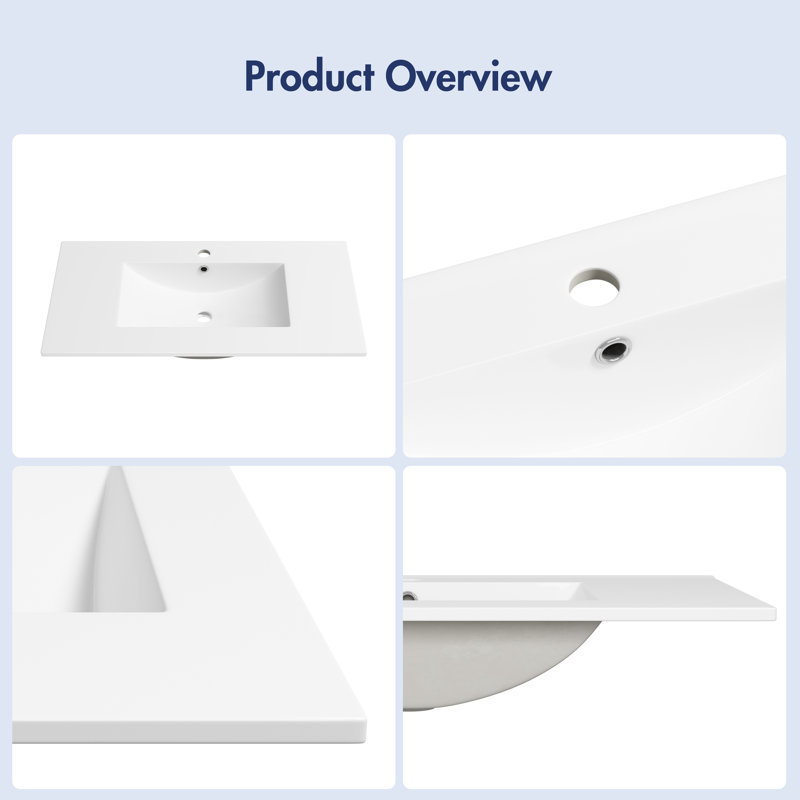 Tucson 36" W x 18.25" D Vitreous China Rectangular Single Vanity Top Sink in White (Sink Only)