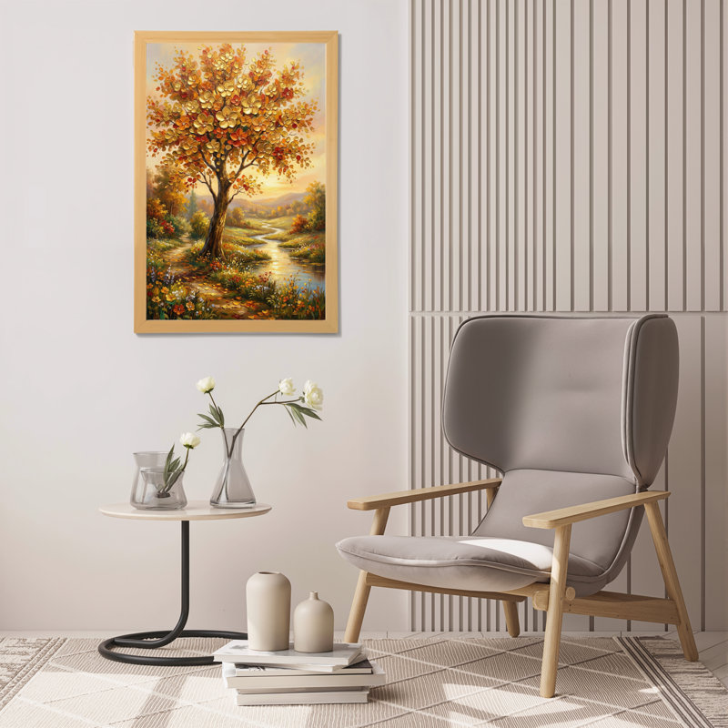 «Autumn Tree Landscape», reproduction de peinture à l'huile sur toile tendue, H 12 po x l 18 po