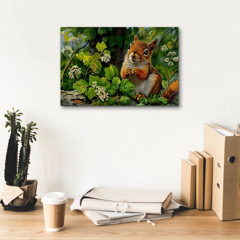 Toile épique «Squirrel Parmi Les Feuilles» par Momart, H 12 po x l 18 po x P 0,75 po