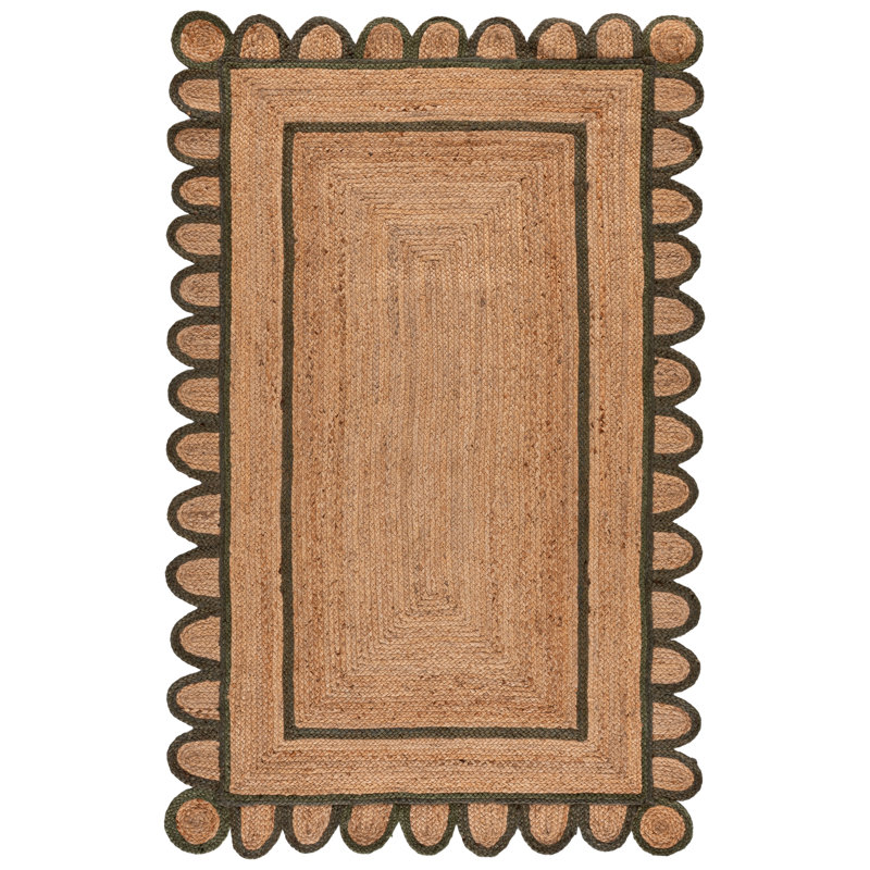 Natural Fiber Handwoven Jute Geometric Indoor Use Only Rug, Rectangle 5' x 8'
