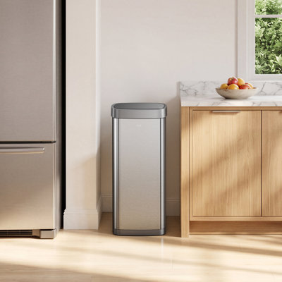 Poubelle à capteur de mouvement EKO Ecosmart, finition en acier inoxydable brossé 21,1 gallons / 80 L, poubelle résistante aux empreintes digitales pour une élimination sans effort des déchets