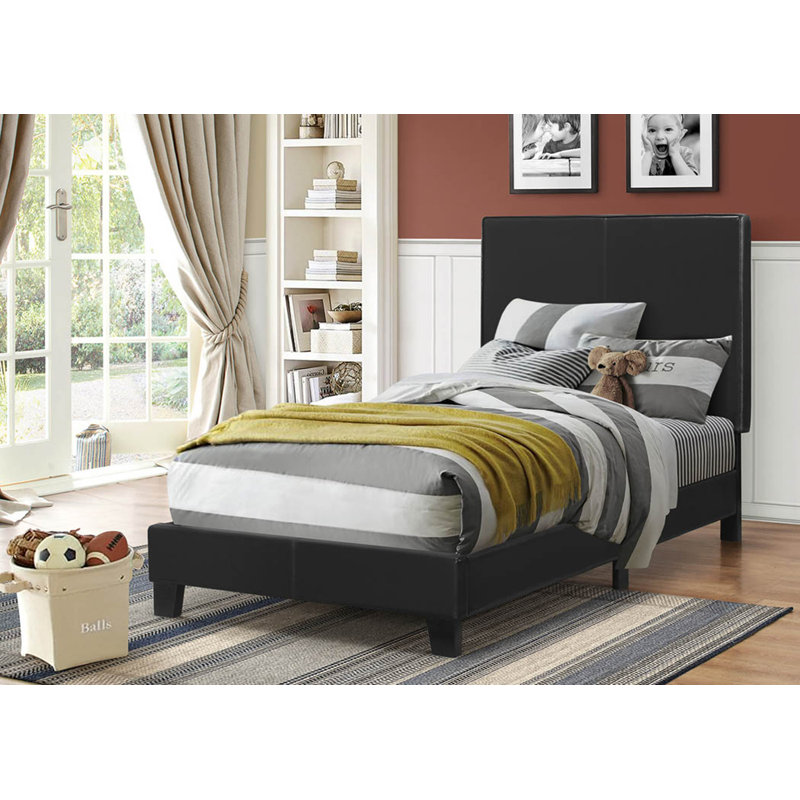 Lit plateforme tapissier Abye, Simple, Noir