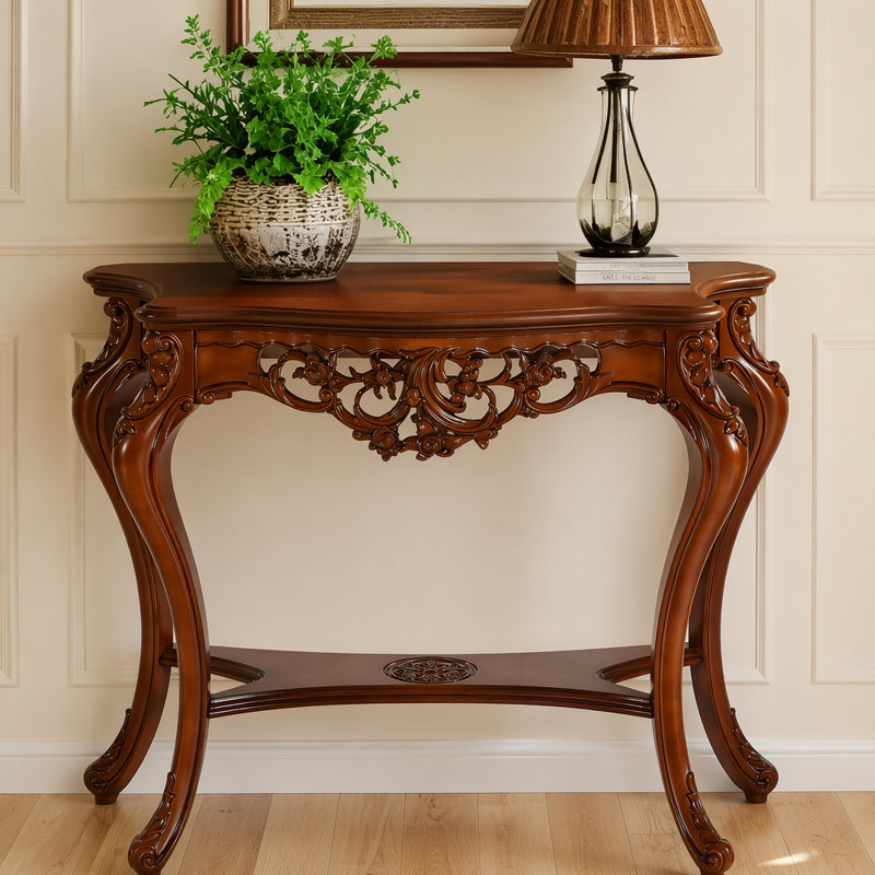 37.6" Console Table, Two-Tier Elegant Entryway Hallway Table