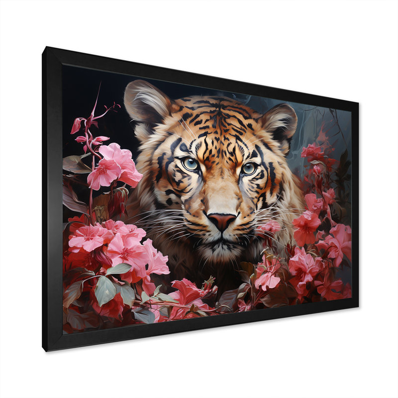 Tigre romantique sur toile, Cadre photo noir, H 12 po x l 20 po x P 1 po