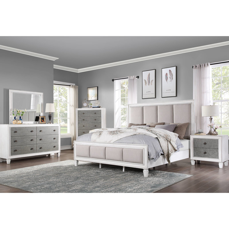 «Au-delà du doute», très grand lit simple en lin gris et beauté rustique, magnétisme blanc patiné, Très grand lit