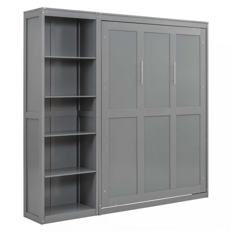 Lit escamotable mural avec tablettes Murphy, Gris