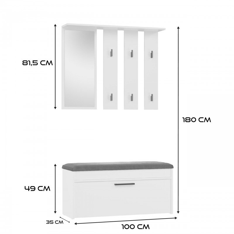 Calasia Hall Tree 35cm Wide, White