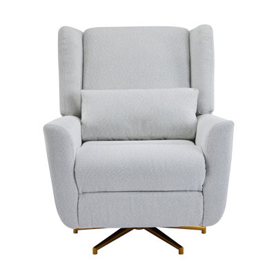 Power Recliner Chair Swivel,Boucle Upholstered 360° Swivel Recliner with gold 5 star base