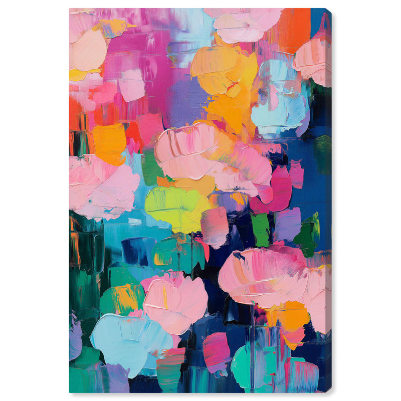 Vibrant Multicolor Abstract Wrapped Canvas Art, 30" x 20"