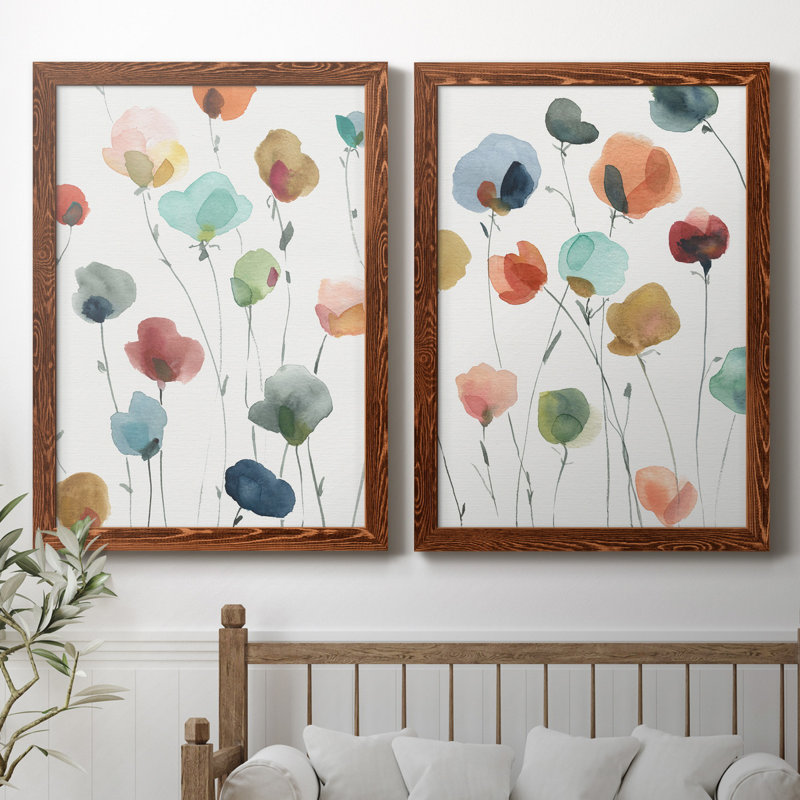 «Lollipop Garden I», ensemble de 2 impressions, Toile encadrée, H 37,5 po x l 55 po, Noyer