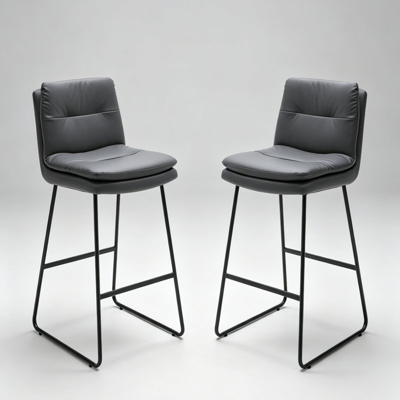 Carena Upholstered Counter Stool with Metal Frame, Grey