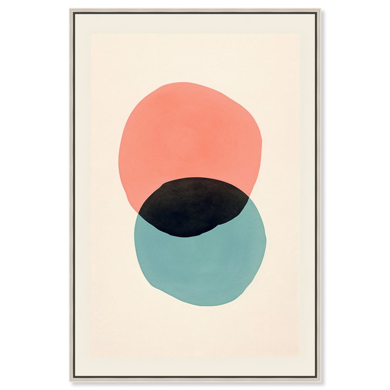 «Neutral Intersection Retro Abstract Wall Art» par Notoriart, H 16 po x l 11 po, Cadre argenté