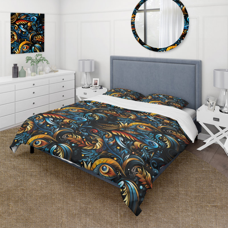 Ensemble de housse de couette Boho Tribal Snake, Housse de couette simple + 1 taie décorative stan