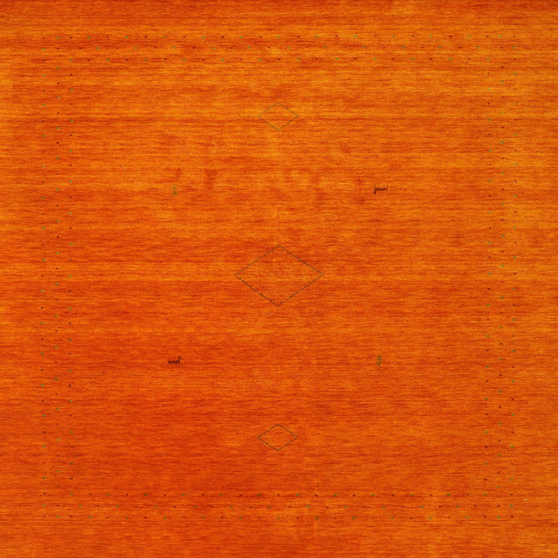 Tapis contemporain orange, Carré 3 pi