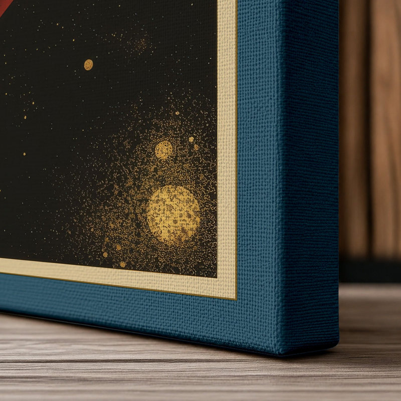 Celestial Geometry Art Deco - Wrapped Canvas, 24x16 - 61.0 x 40.6 cm, Teal Border