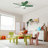Flush Mount Ceiling Fan with LED Light and Remote-108166598-132999400