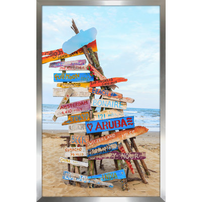 « beach signs », reproduction de photo encadrée