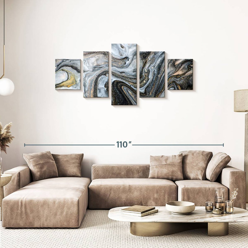 " Abstract Flow " 5 - Pieces, 74" H x 34" W x 1.25" D