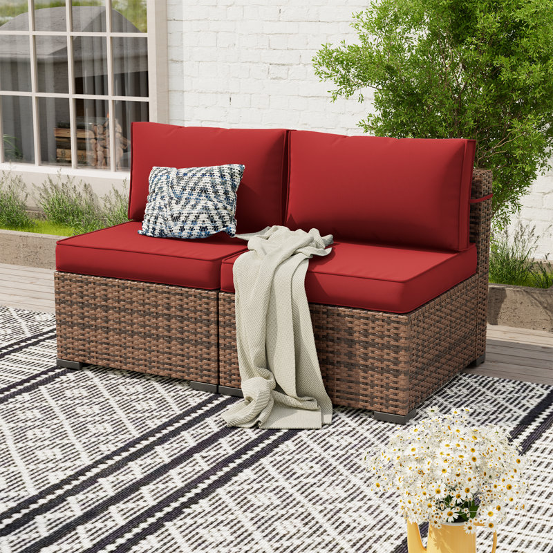 Mecayla 25.2” Patio Chair with 4"D Cushions, Burgundy