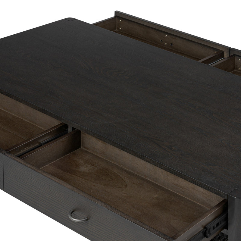 Zuma Solid Wood Coffee Table, Smoked Black Ash