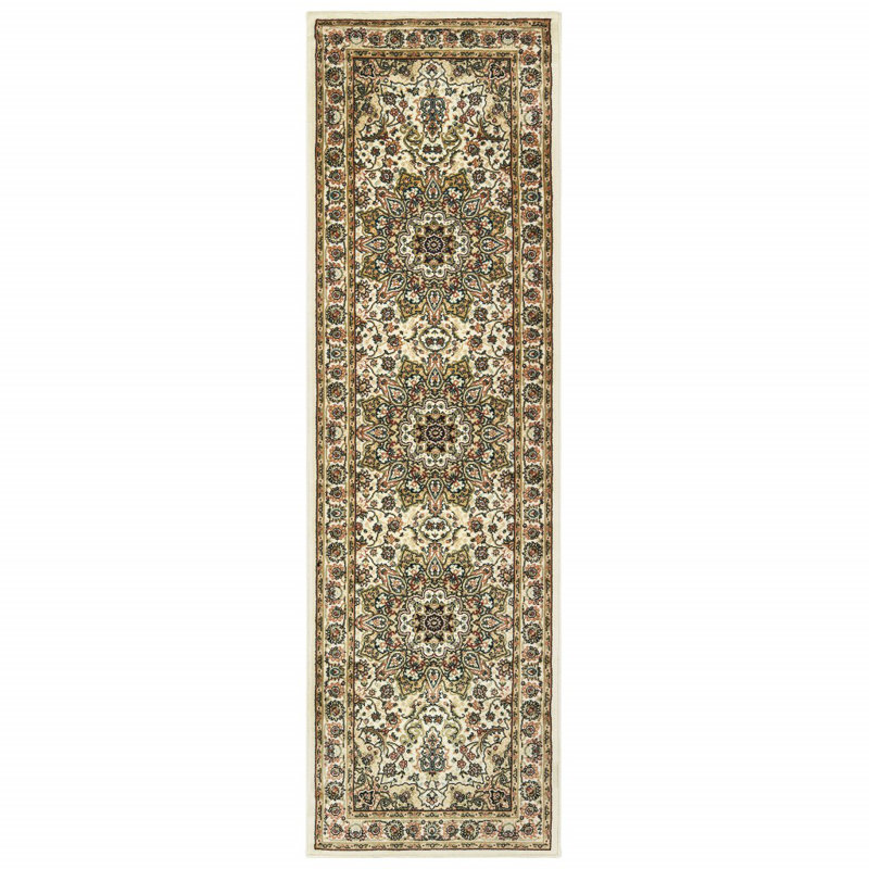 Tapis oriental ivoire / beige Greenwich, Tapis de couloir 2 pi 3 po x 7 pi 6 po